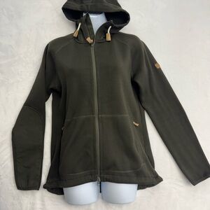Fjällräven Övik Fleece Hoodie Women’s M Green Full Zip Jacket Outdoor Gorpcore